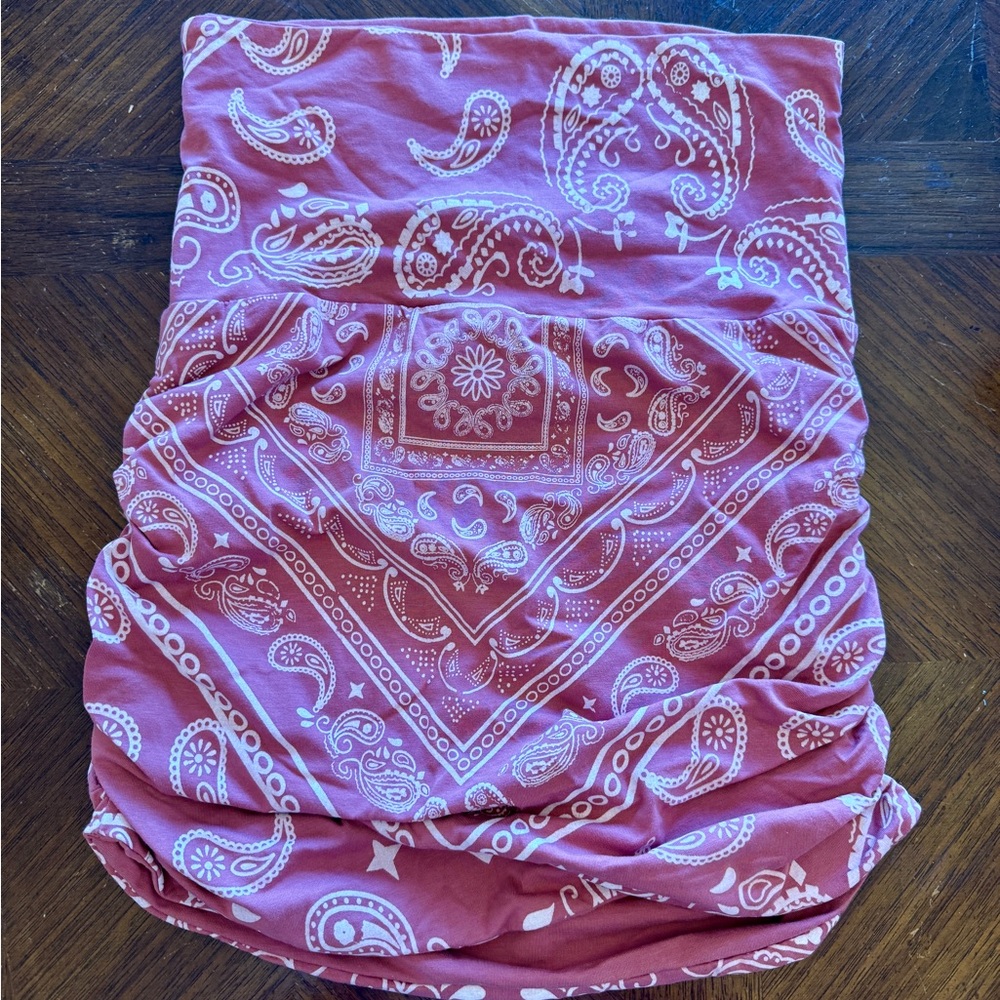 Una Pluma- Foldover Paisley Mini Skirt in Pink